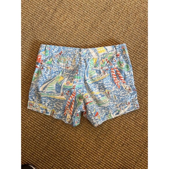 Lilly Pulitzer Blue Get Nauti Boats Sailing Nautical Callahan Shorts Size 4 - Picture 6 of 8